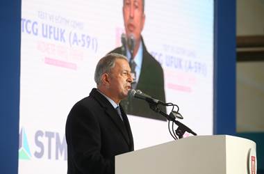 Millî Savunma Bakanı Hulusi Akar ve Beraberindeki TSK Komuta Kademesi TCG UFUK'un Hizmete Giriş Töreni’ne Katıldı